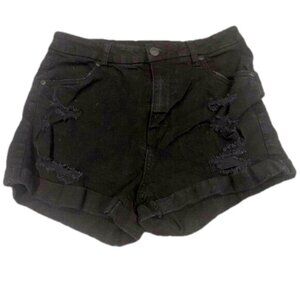 BLUENOTE Curvy Super High Rise Black Denim Shorts Size 10